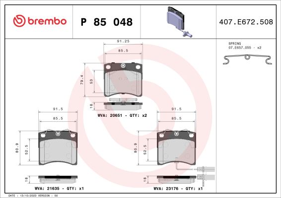 A.B.S. P 85 048 BREMBO Bremsbelagsatz, Scheibenbremse